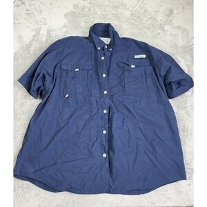 Columbia PFG Short Sleeve Button Down Shirt Men's Size Large Blue